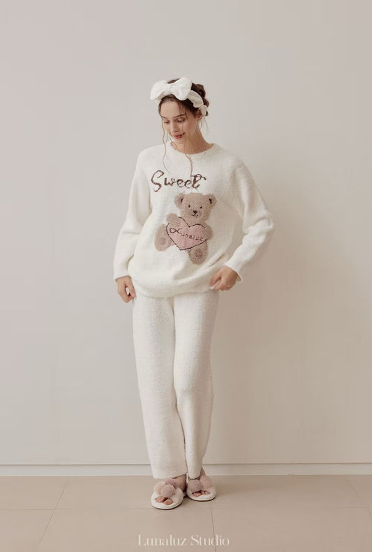 Riley Fluffy Bear Pajamas Set