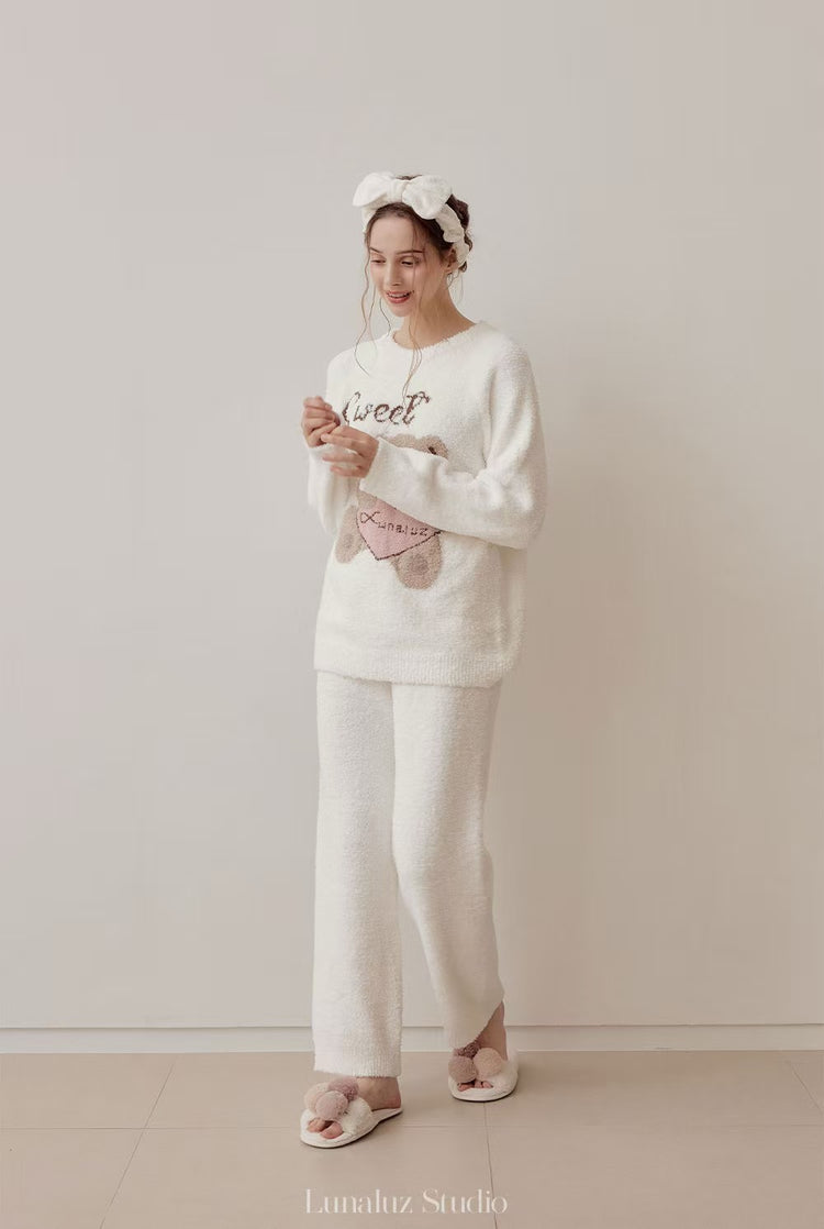 Riley Fluffy Bear Pajamas Set