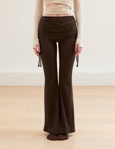 El-flex Rib Shirring Over Layered Fleece Bootcut Pants