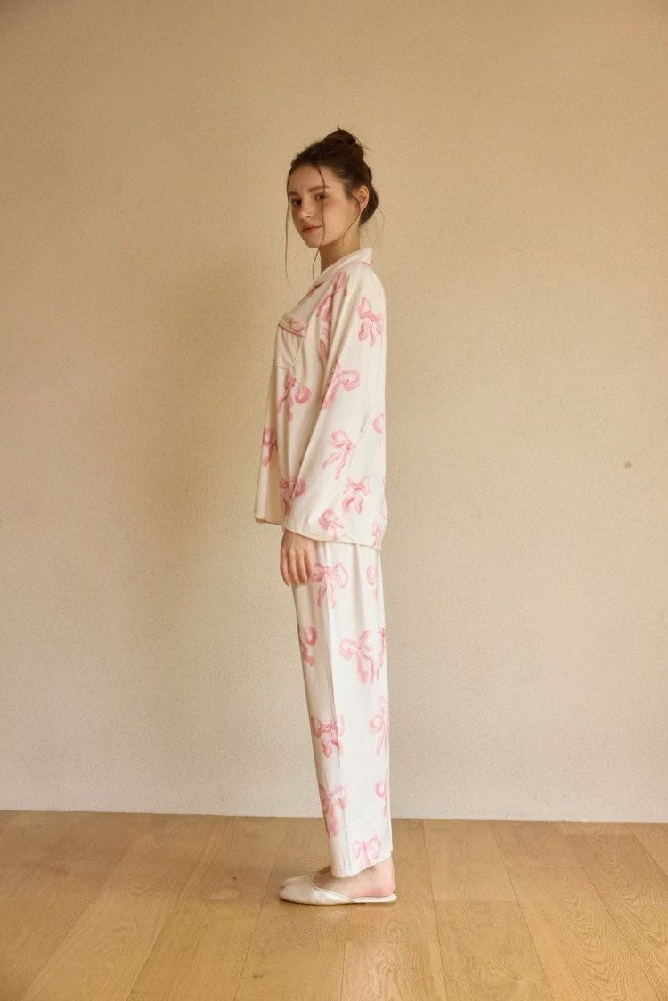 Sophia Milky Ribbon Pajamas Set