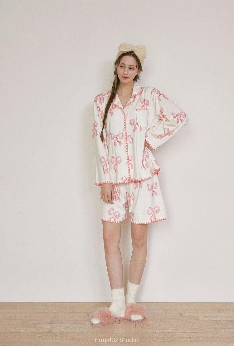 Sophia Milky Ribbon Pajamas Set