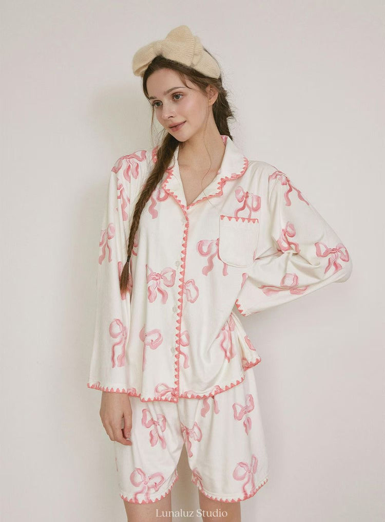 Sophia Milky Ribbon Pajamas Set