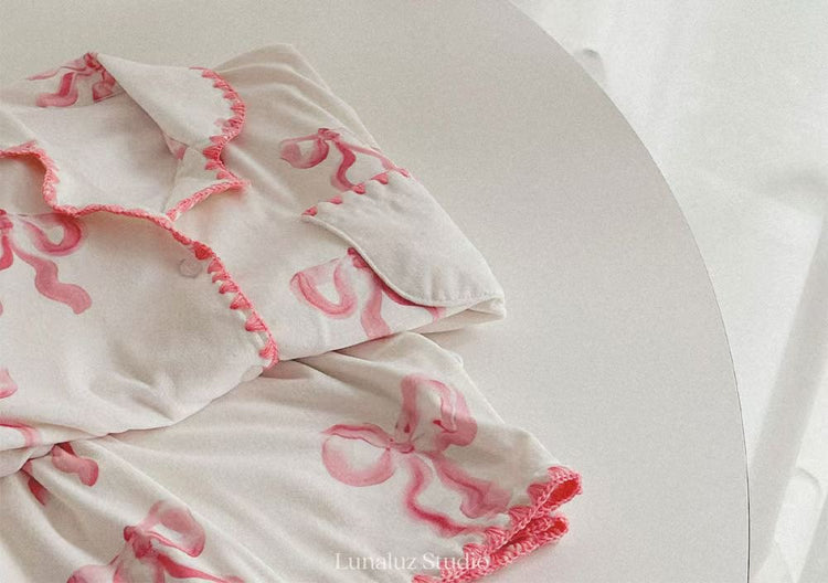 Sophia Milky Ribbon Pajamas Set