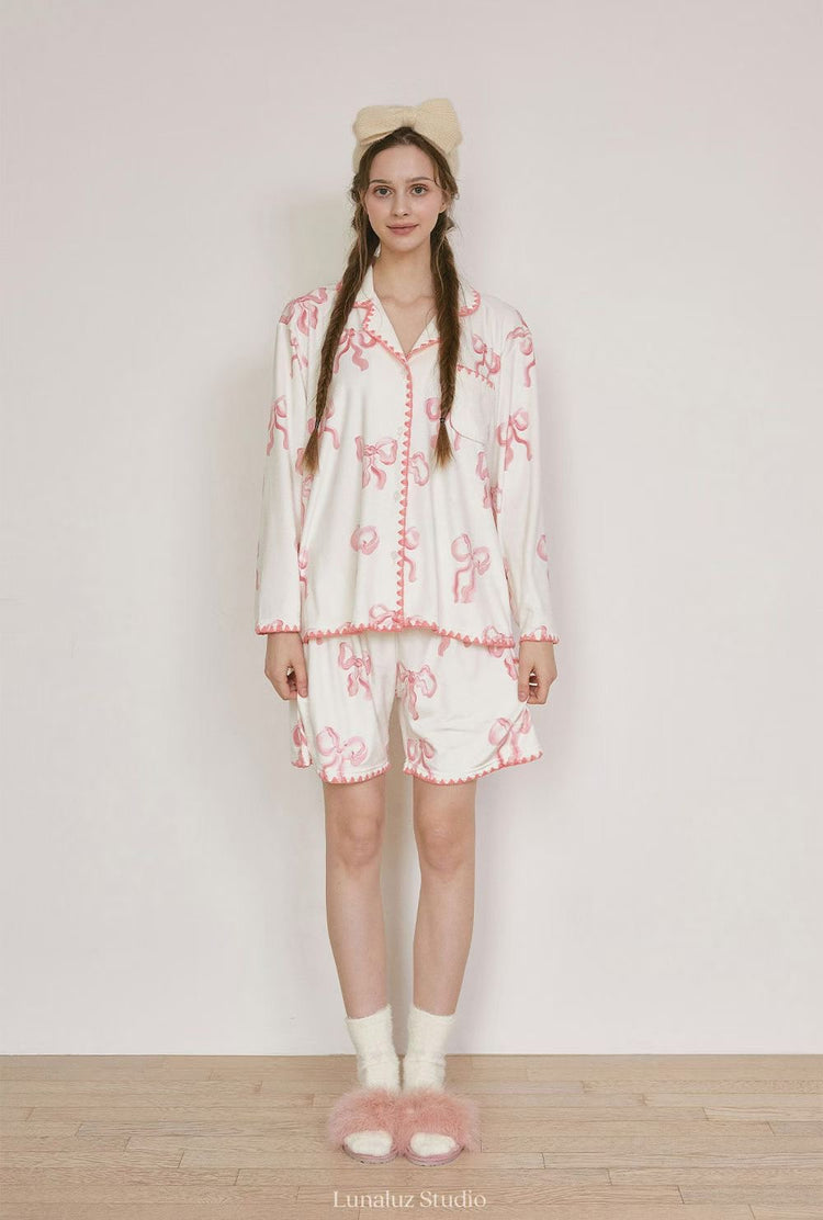 Sophia Milky Ribbon Pajamas Set