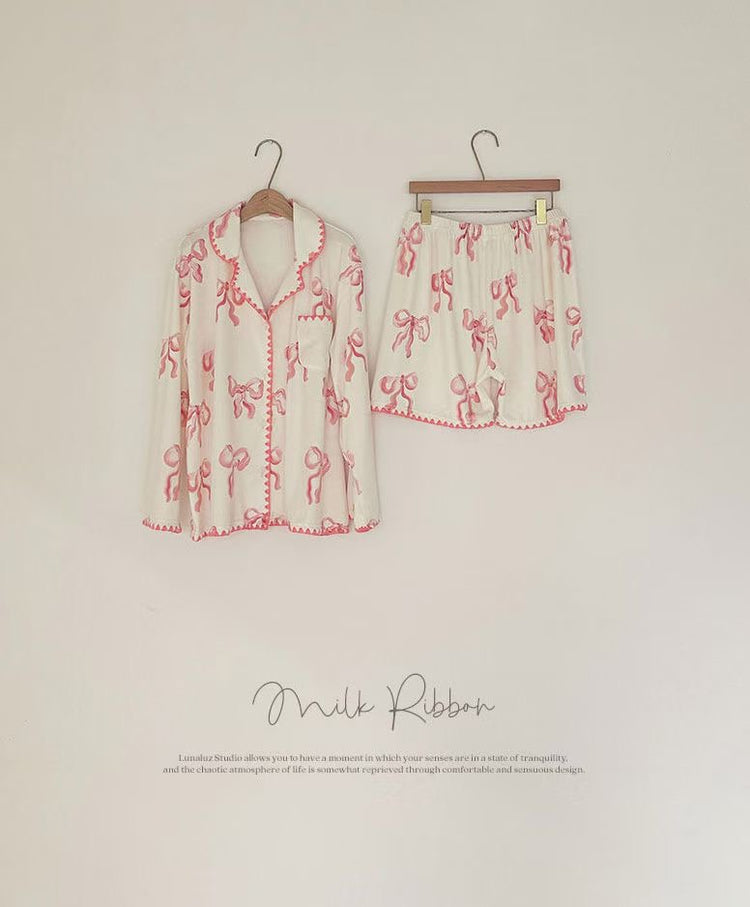Sophia Milky Ribbon Pajamas Set
