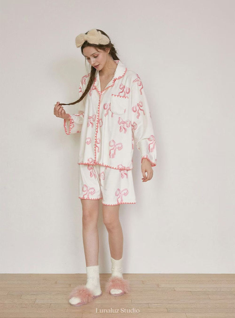 Sophia Milky Ribbon Pajamas Set