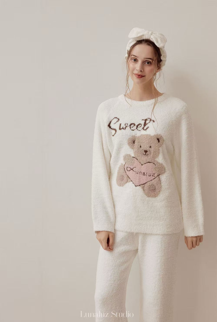 Riley Fluffy Bear Pajamas Set