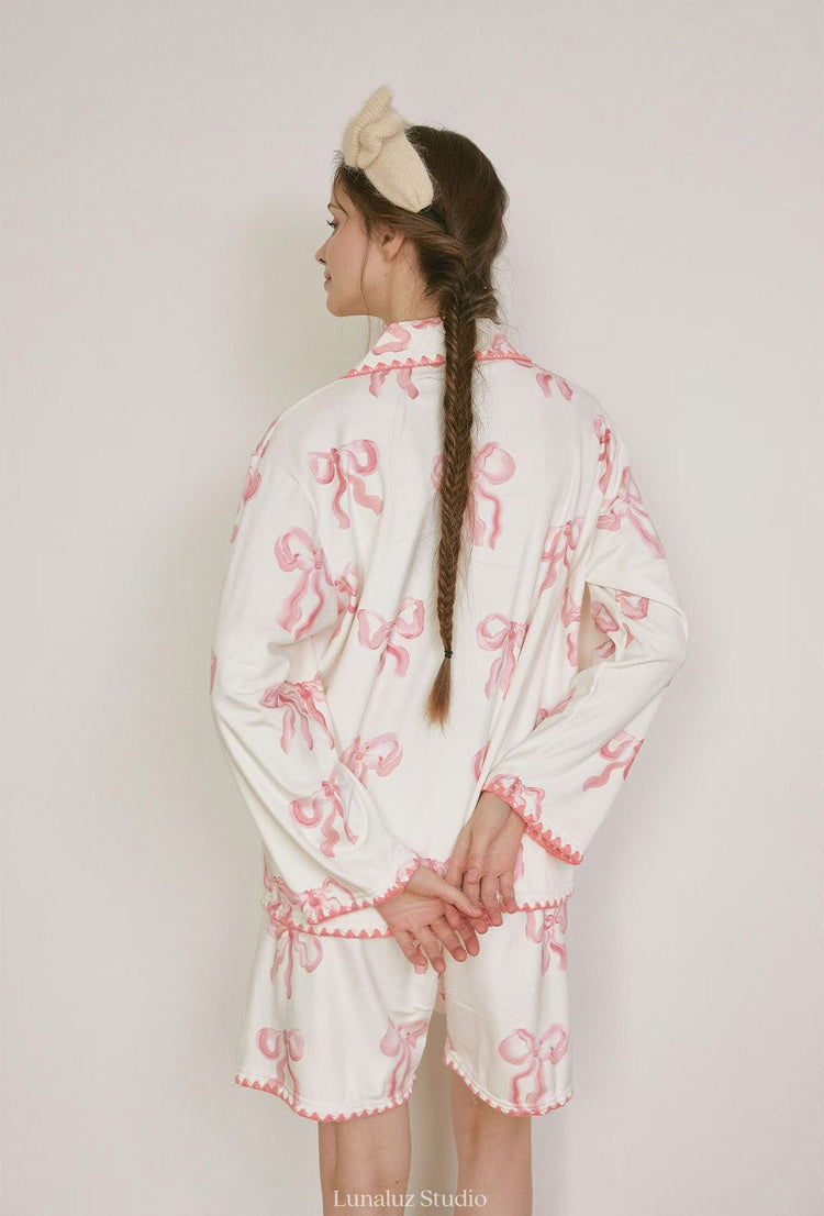 Sophia Milky Ribbon Pajamas Set