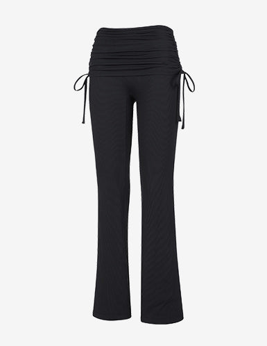 El-flex Rib Shirring Over Layered Fleece Bootcut Pants