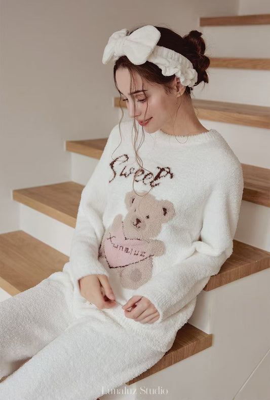 Riley Fluffy Bear Pajamas Set