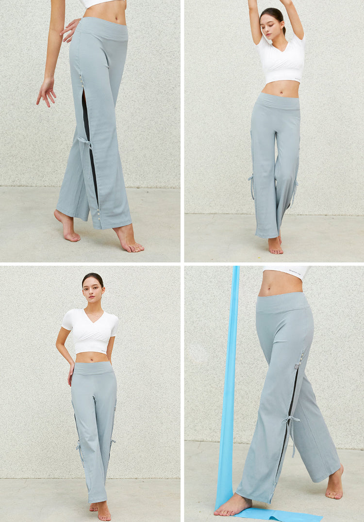 El-flex Rib Side Slit Wide Pants