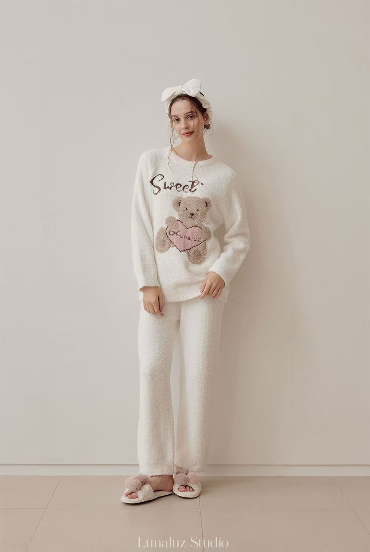 Riley Fluffy Bear Pajamas Set