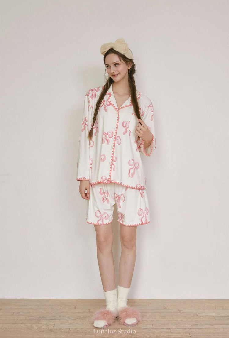 Sophia Milky Ribbon Pajamas Set