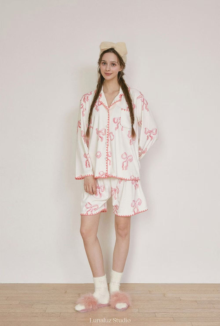 Sophia Milky Ribbon Pajamas Set