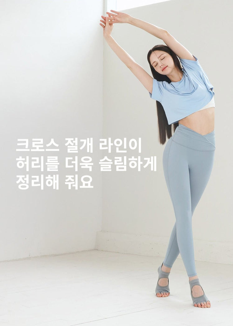 Grande Line Best Seller PT467 Cross shirring up leggings (Super high waist)