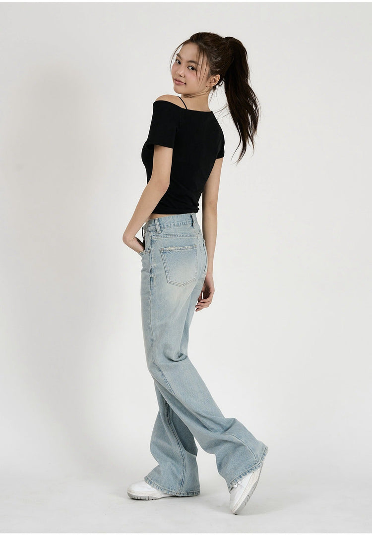 Solid Bootcut Denim Pants