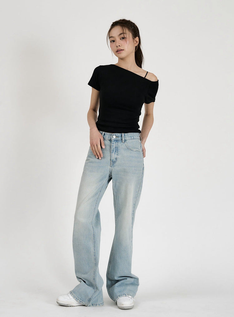 Solid Bootcut Denim Pants