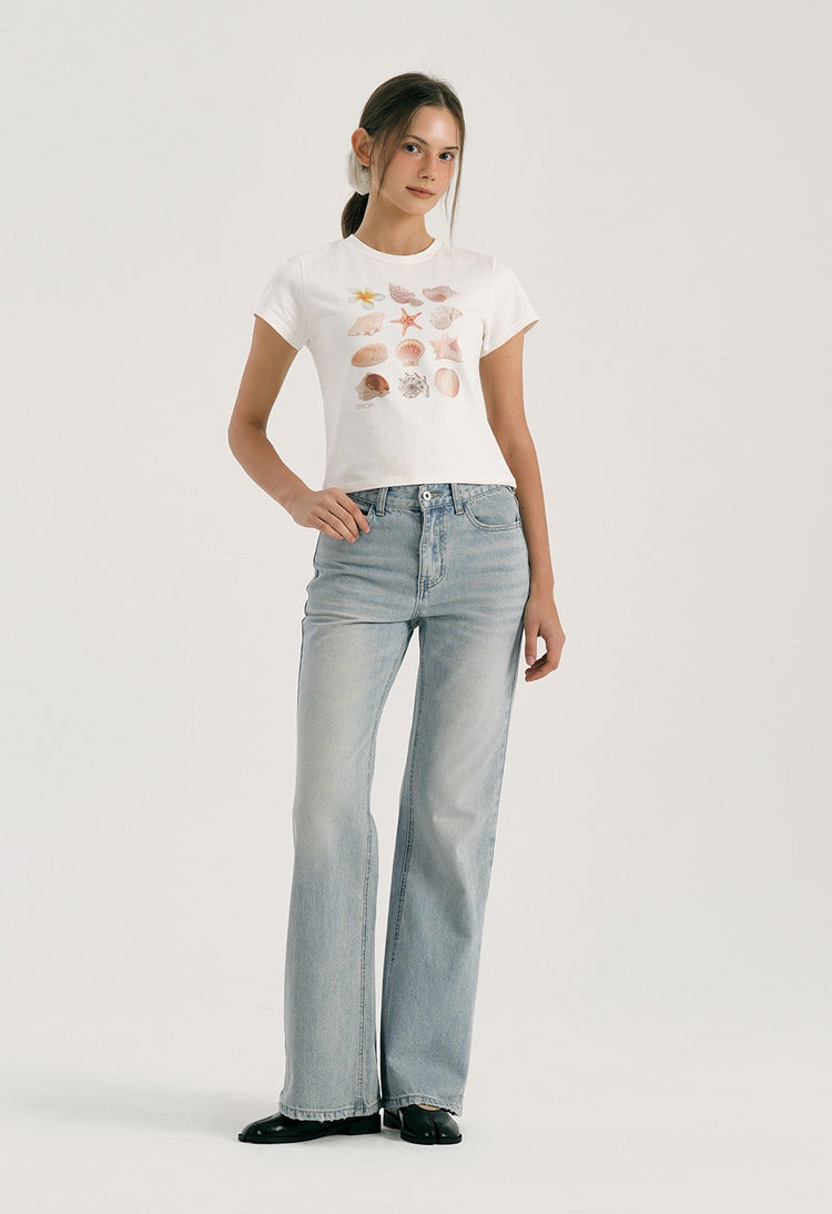 Solid Bootcut Denim Pants