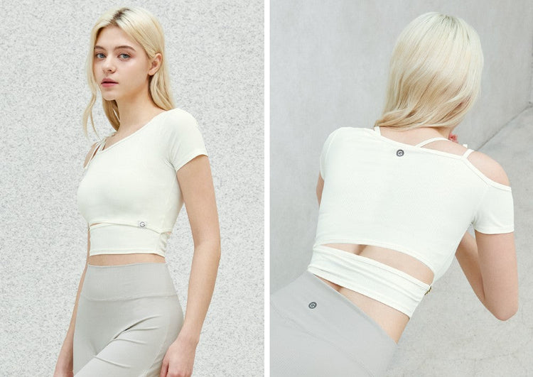 El-flex Rib One Shoulder Cut Out Crop Top