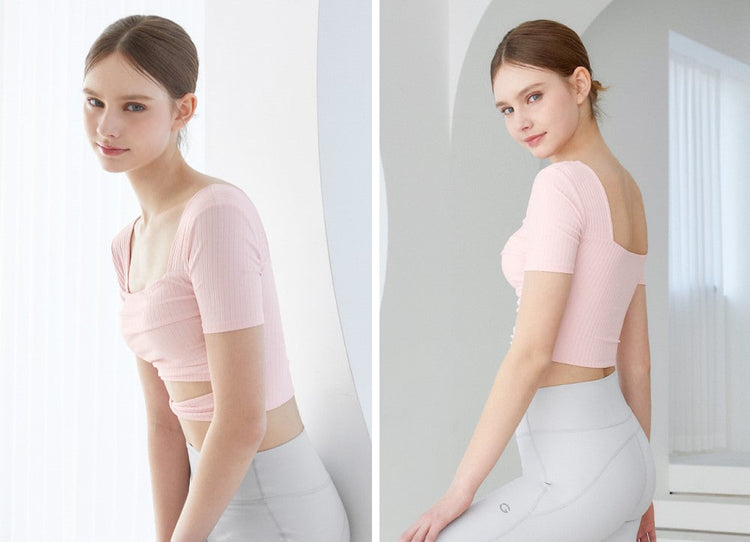 El-flex RIB Twist Shirring Crop Top