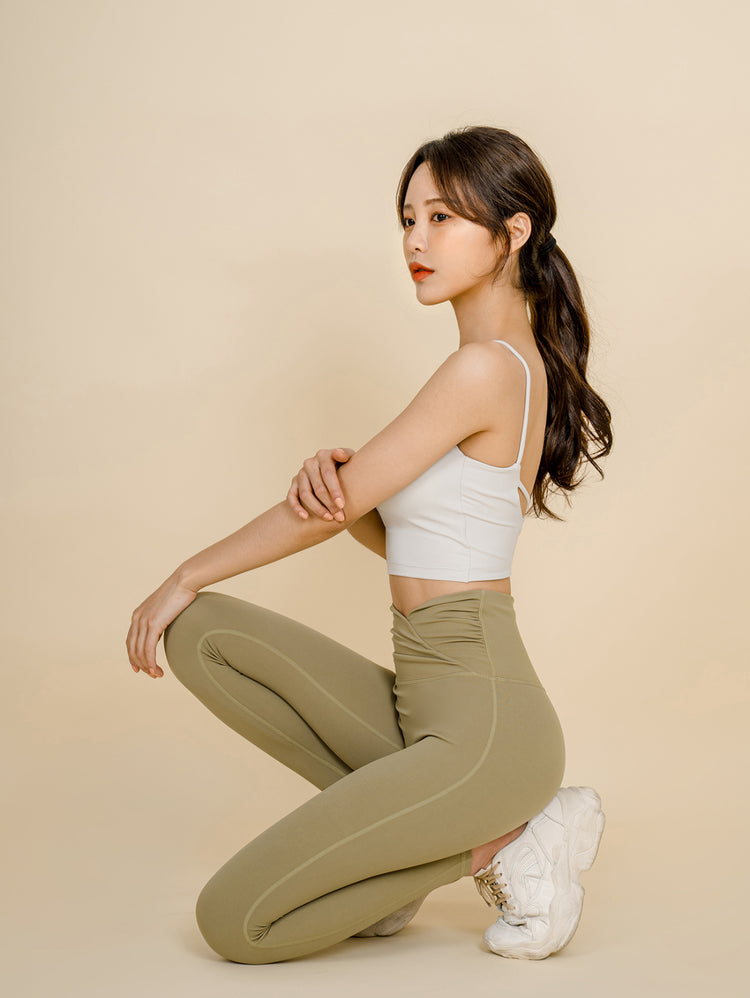 Grande Line Best Seller PT467 Cross shirring up leggings (Super high waist)