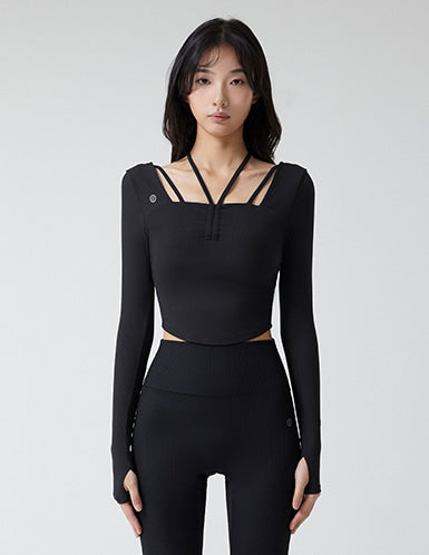 Grande Line Elflex Rib Shirring Halter Long Sleeves