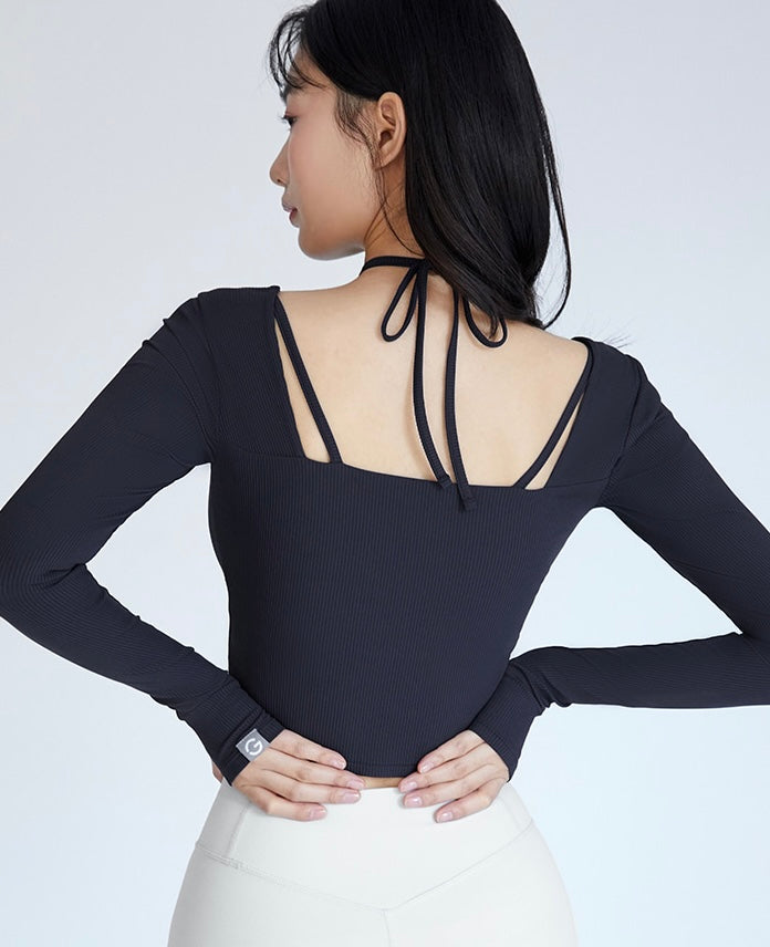 Grande Line Elflex Rib Shirring Halter Long Sleeves