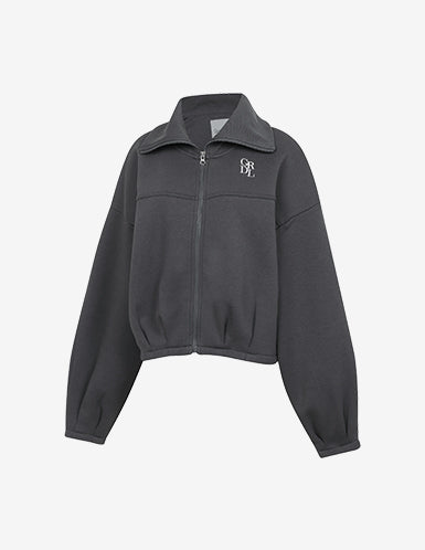 Soft Pin-tuck Crop Fluff Zip-Up