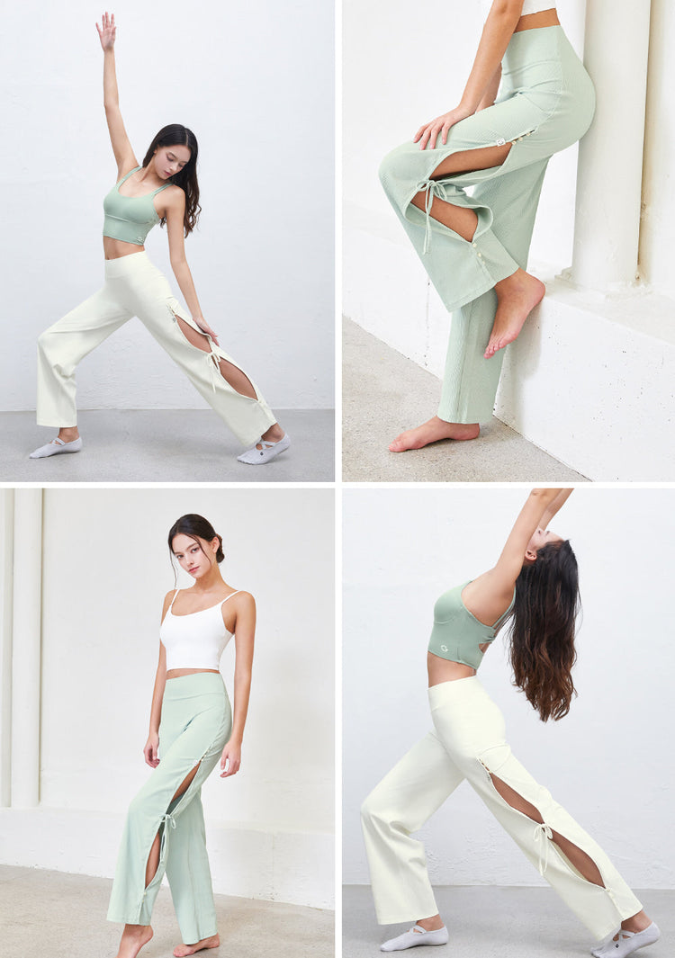 El-flex Rib Side Slit Wide Pants