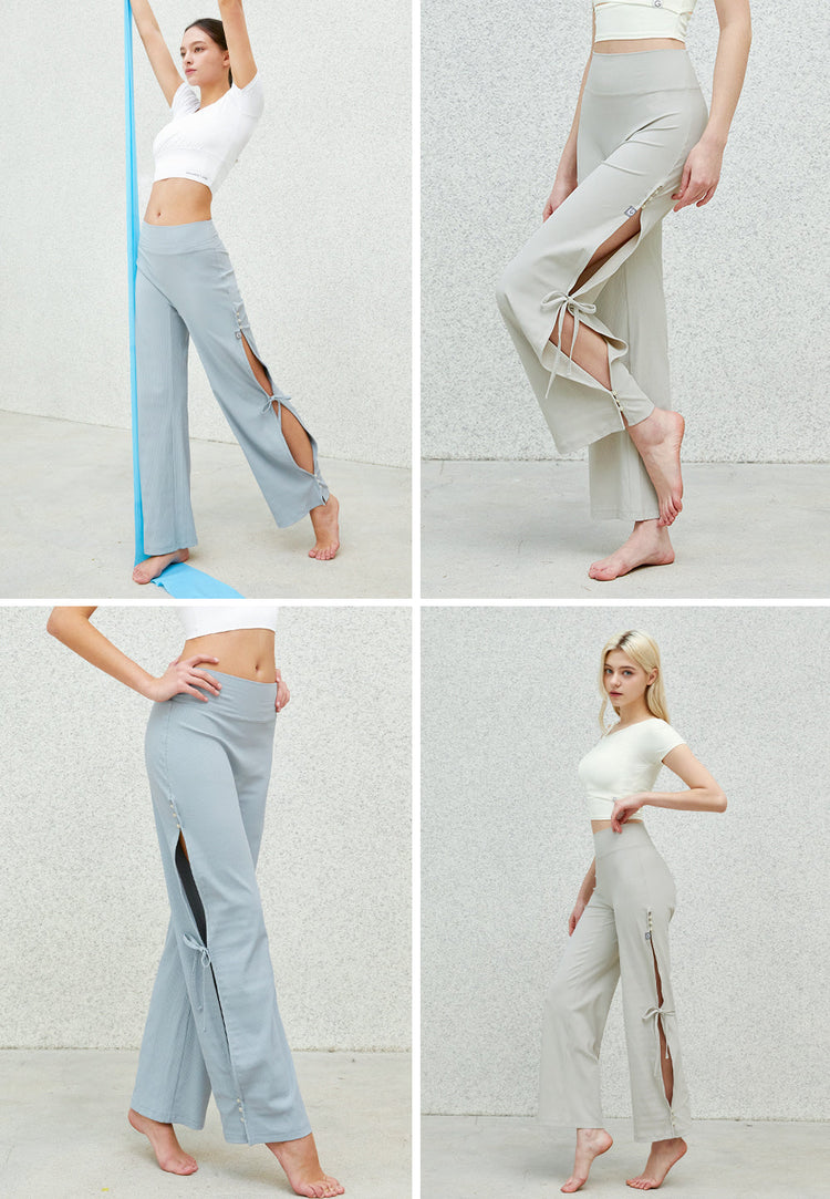 El-flex Rib Side Slit Wide Pants