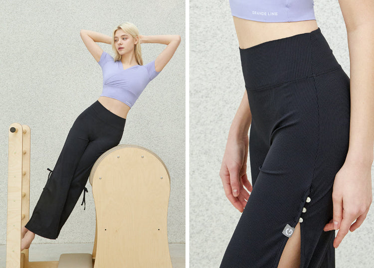 El-flex Rib Side Slit Wide Pants