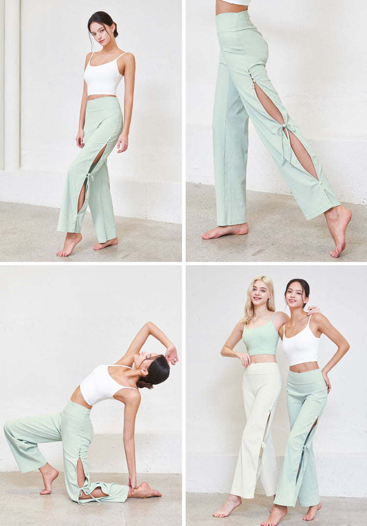 El-flex Rib Side Slit Wide Pants