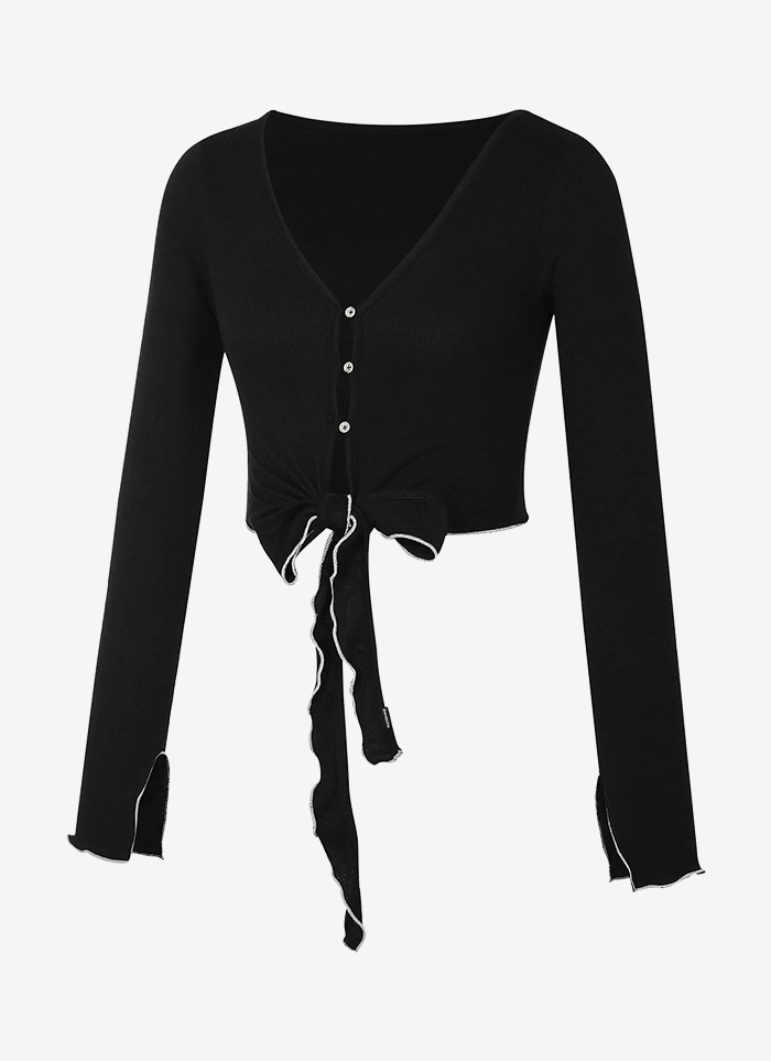 Grande Line Ribbon Tie-up Cardigan