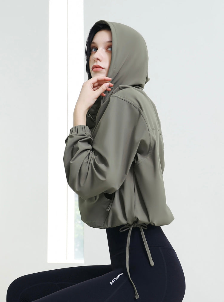 Grande Line El-stretch String Crop Hoodie