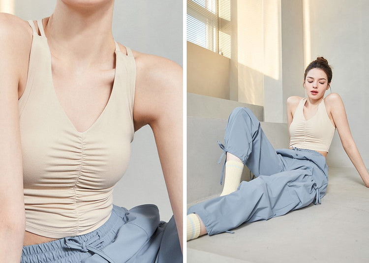 El-soft Back Twist Shirring Tanktop