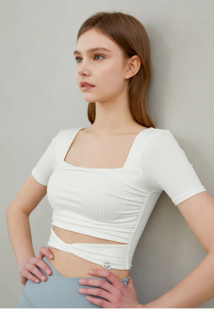 El-flex RIB Twist Shirring Crop Top