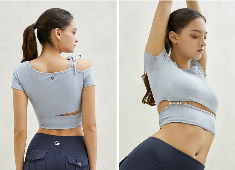El-flex Rib One Shoulder Cut Out Crop Top