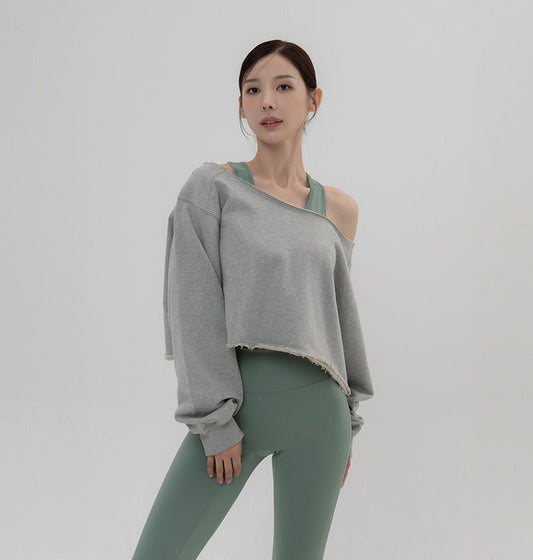 Vintage Off-shoulder Crop Sweatshirt