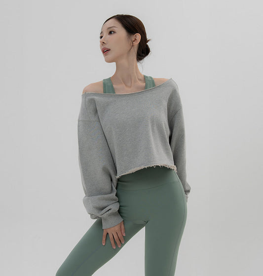 Vintage Off-shoulder Crop Sweatshirt