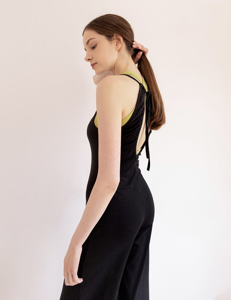 Conch Wear Volume Shirring Halter Jumpsuit