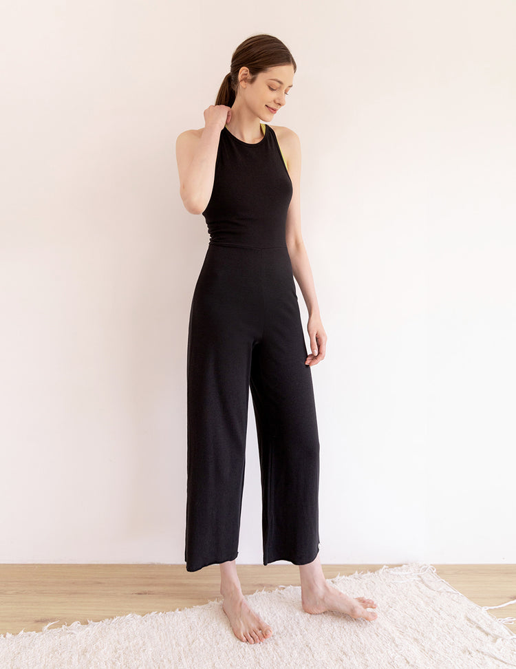 Conch Wear Volume Shirring Halter Jumpsuit