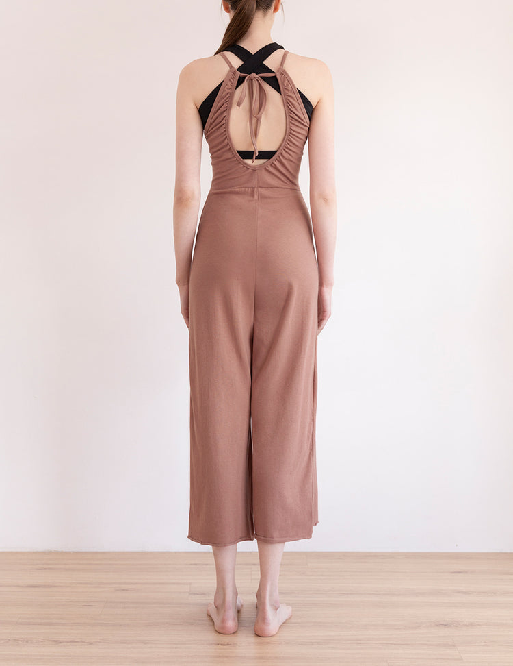 Conch Wear Volume Shirring Halter Jumpsuit